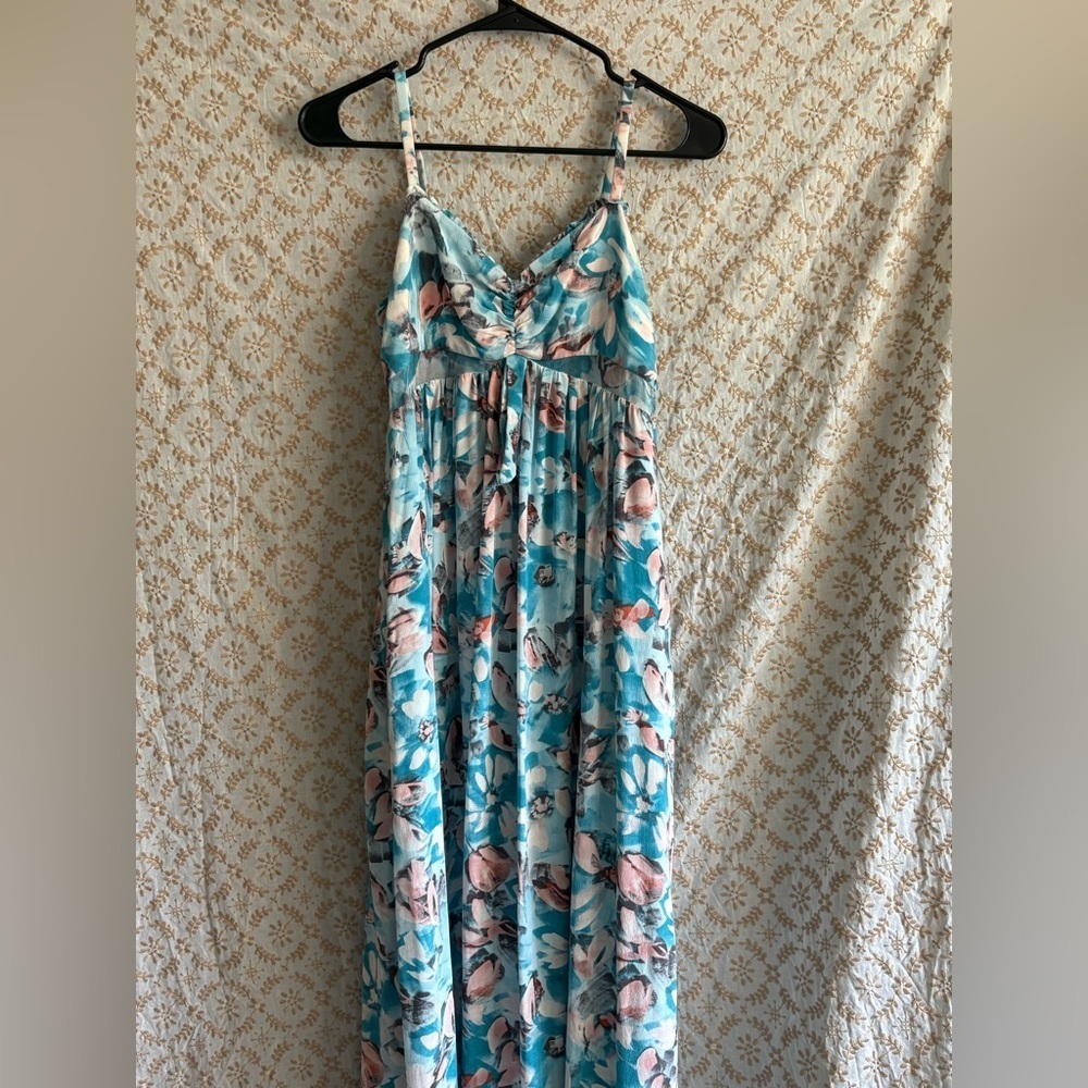 Rebecca Taylor Silk Blue and Pink Floral Dress